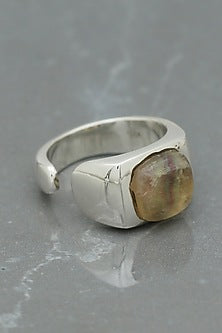 White Finish Fluorite Ring In Sterling Silver