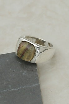 White Finish Fluorite Ring In Sterling Silver