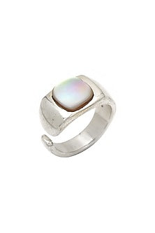 White Finish Pearl Ring In Sterling Silver