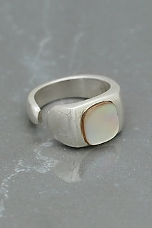White Finish Pearl Ring In Sterling Silver