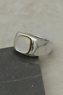 White Finish Pearl Ring In Sterling Silver