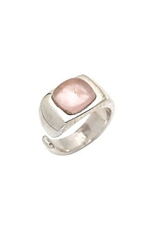 White Finish Rose Onyx Ring In Sterling Silver