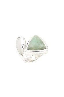White Finish Aquamarine Ring In Sterling Silver