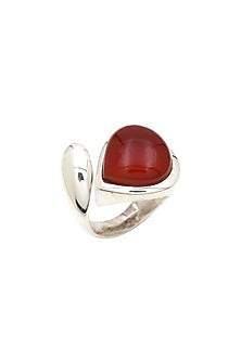 White Finish Onyx Ring In Sterling Silver