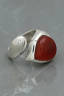 White Finish Onyx Ring In Sterling Silver