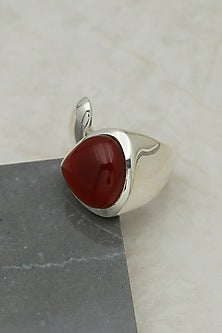 White Finish Onyx Ring In Sterling Silver