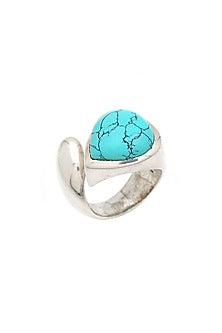 White Finish Turquoise Ring In Sterling Silver