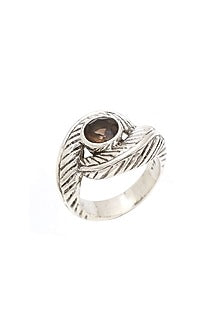 White Finish Quartz Evil-Eye Ring In Sterling Silver