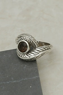 White Finish Quartz Evil-Eye Ring In Sterling Silver
