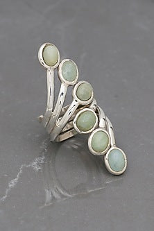 White Finish Aquamarine Ring In Sterling Silver