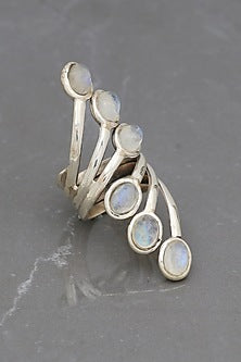 White Finish Moonstone Pride Ring In Sterling Silver