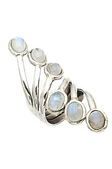 White Finish Moonstone Pride Ring In Sterling Silver