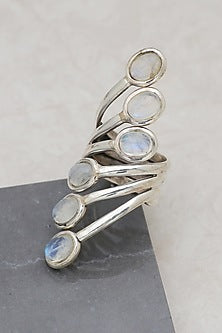 White Finish Moonstone Pride Ring In Sterling Silver