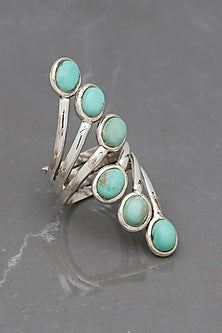 White Finish Turquoise Stone Pride Ring In Sterling Silver