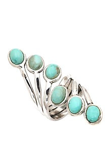 White Finish Turquoise Stone Pride Ring In Sterling Silver