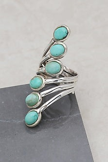 White Finish Turquoise Stone Pride Ring In Sterling Silver