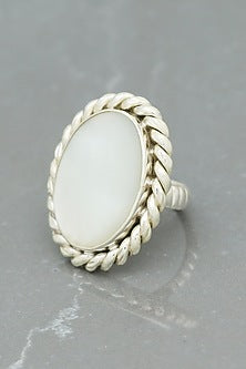 White Finish Pearl Rope Ring In Sterling Silver