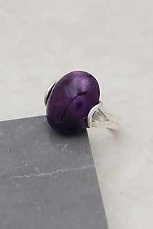 White Finish Amethyst Gentle Ring In Sterling Silver