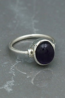 White Finish Amethyst Ring In Sterling Silver