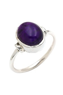 White Finish Amethyst Ring In Sterling Silver