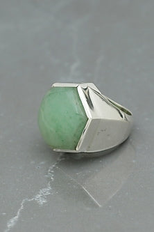 White Finish Aquamarine Stone Chic Ring In Sterling Silver