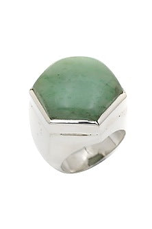 White Finish Aquamarine Stone Chic Ring In Sterling Silver