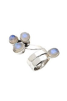 White Finish Moonstone Sweet Cobra Ring In Sterling Silver
