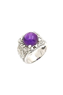 White Finish Amethyst Mythology Ring In Sterling Silver