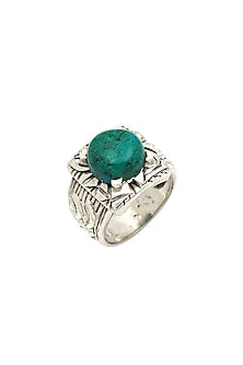 White Finish Chrysocolla Mythology Ring In Sterling Silver