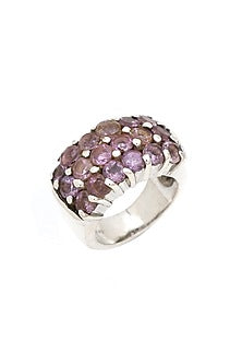 White Finish Amethyst Gemstone Ring In Sterling Silver