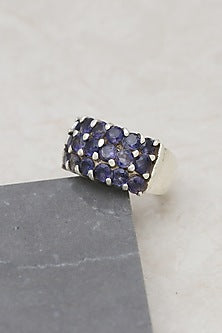 White Finish Iolite Gemstone Ring In Sterling Silver