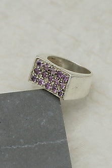 White Finish Amethyst Soho Ring In Sterling Silver