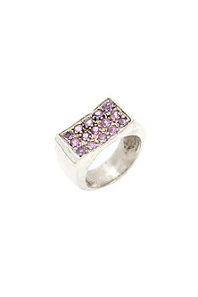 White Finish Amethyst Soho Ring In Sterling Silver