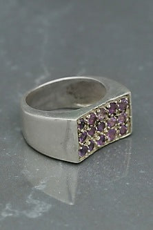 White Finish Amethyst Soho Ring In Sterling Silver