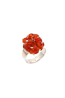 White Finish Carnelian Heritage Puai Ring In Sterling Silver