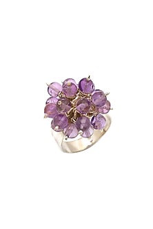 White Finish Amethyst Heritage Puai Ring In Sterling Silver