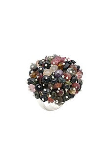 White Finish Tourmaline Puai Ring In Sterling Silver
