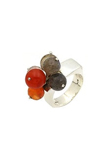 White Finish Multi-Colored Quartz Bague Puai Ring In Sterling Silver