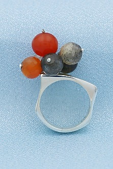 White Finish Multi-Colored Quartz Bague Puai Ring In Sterling Silver