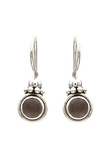 White Finish Rose Quartz Gemstone Dangler Earrings In Sterling Silver