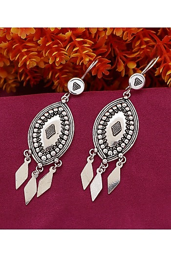 White Finish Teesri Aankh Dangler Earrings In Sterling Silver