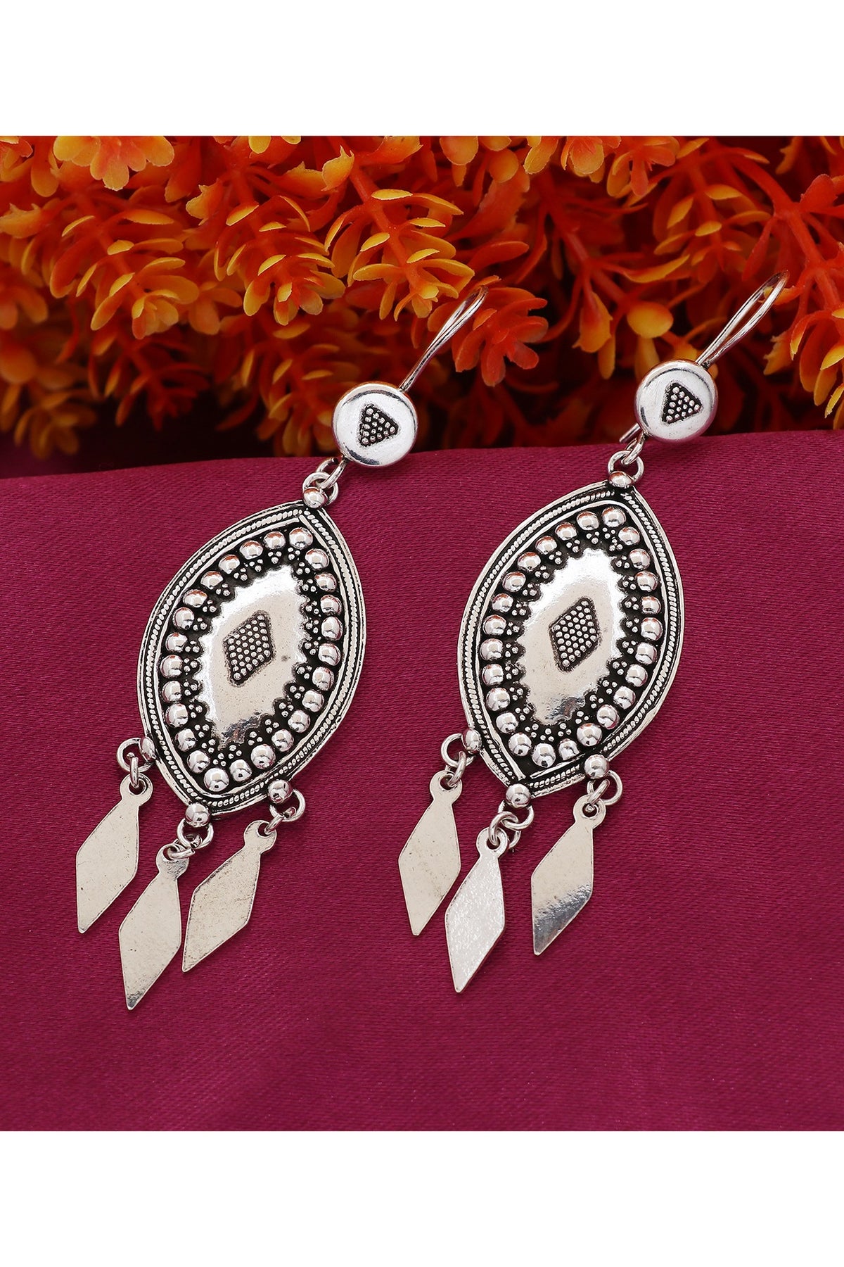 White Finish Teesri Aankh Dangler Earrings In Sterling Silver