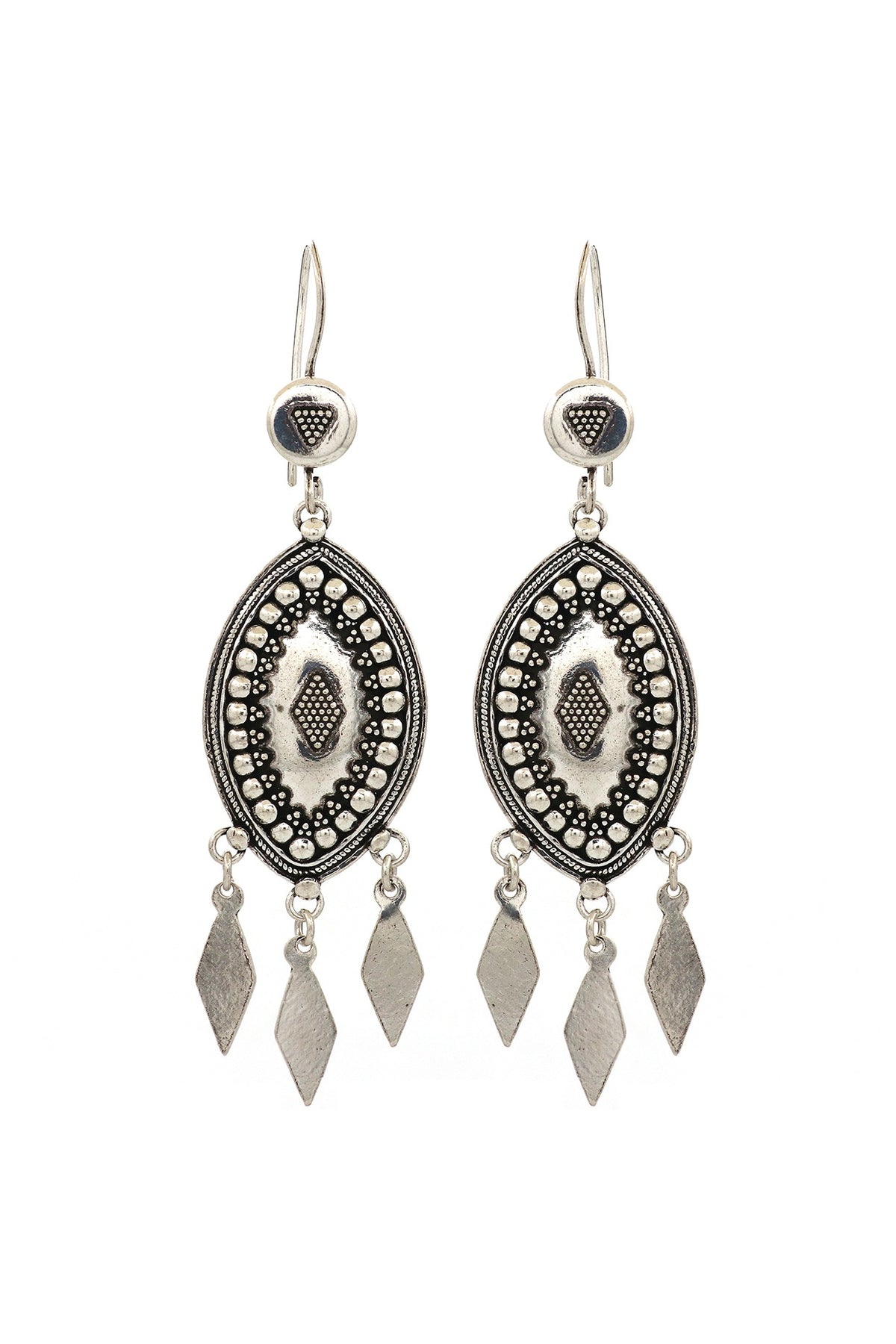 White Finish Teesri Aankh Dangler Earrings In Sterling Silver