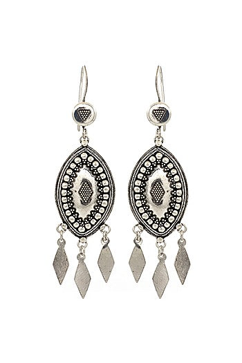 White Finish Teesri Aankh Dangler Earrings In Sterling Silver