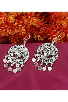 White Finish True Of Life Dangler Earrings In Sterling Silver