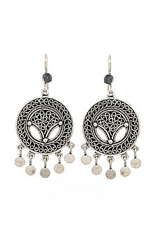 White Finish True Of Life Dangler Earrings In Sterling Silver