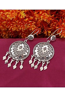 White Finish Lusty Eye Dangler Earrings In Sterling Silver