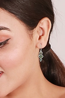 Oxidised Finish Black Onyx Dangler Earrings In Sterling Silver