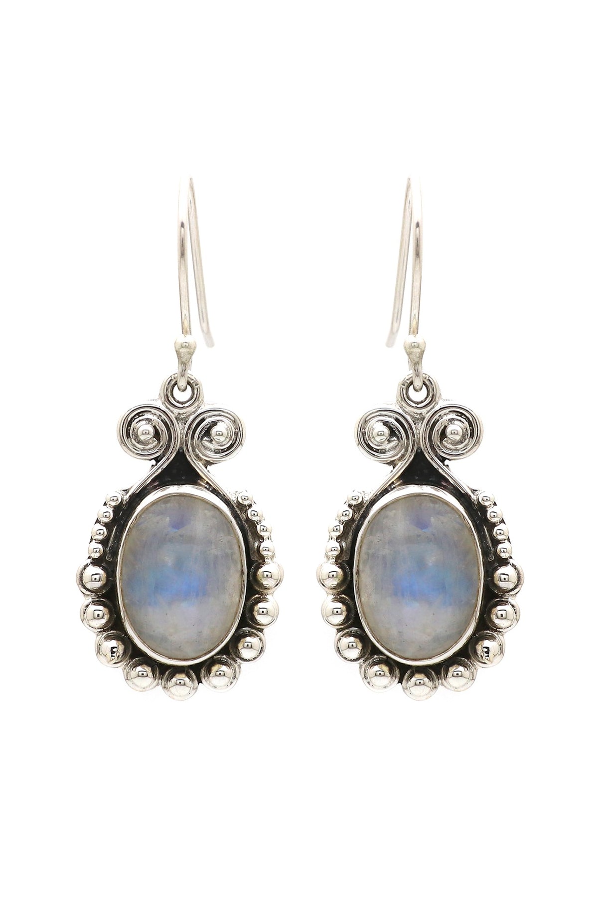 Oxidised Finish Moonstone Dangler Earrings In Sterling Silver