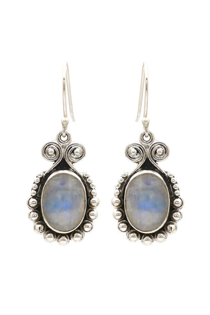 Oxidised Finish Moonstone Dangler Earrings In Sterling Silver